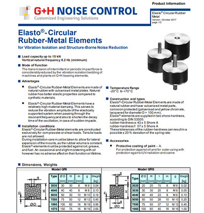 Product information Elasto-Circular Rubber-Metal Elements