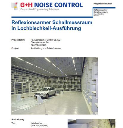 Reflexionsarmer Schallmessraum in Lochblechkeil-Ausführung