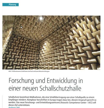 Forschung und Entwicklung in einer neuen Schallschutzhalle