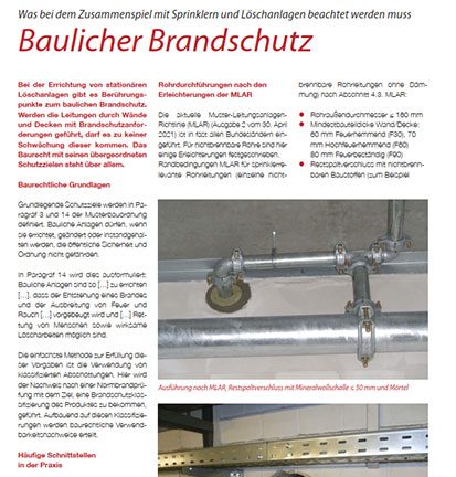 Baulicher Brandschutz – Was bei dem Zusammenspiel mit Sprinklern und Löschanlagen beachtet werden muss