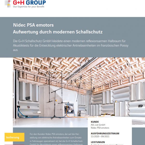 Nidec PSA emotors - Aufwertung durch modernen Schallschutz